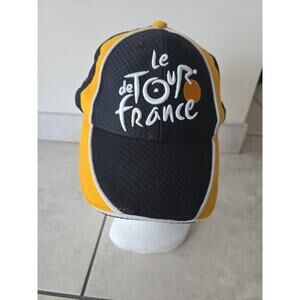 Le Tour de France Yellow Black Cap Racing Stripe Pattern Strapback OSFM